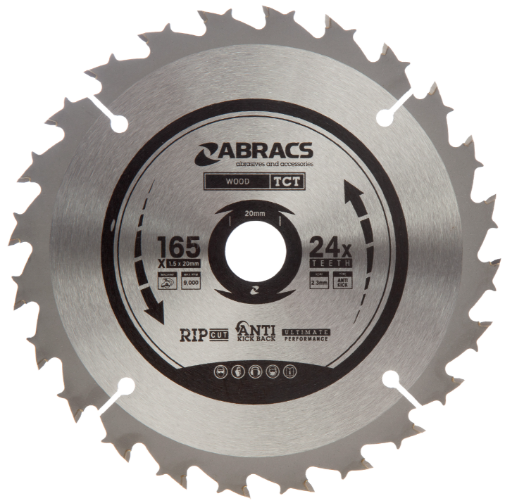 Abracs TCT Cirkelzaagblad 165 mm x 20 mm x 24T - Hout Abracs TCT Cirkelzaagblad 165 mm x 20 mm x 24T - Hout
