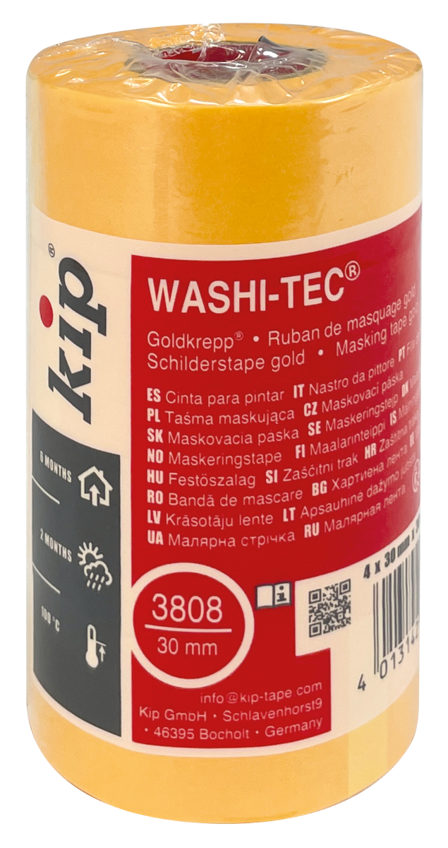 Kip 3808 Tape Washi-Tec Pocket 30mm x 30m Oranje 4-pack