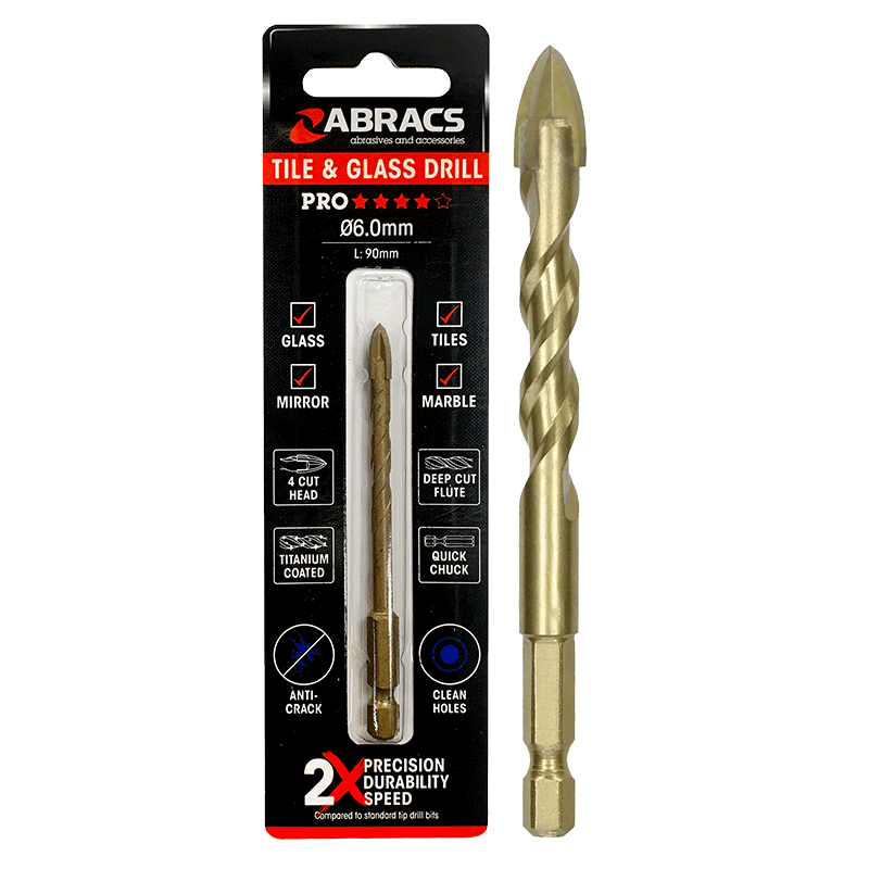 Abracs 4-point Glass & Tile Drill 4.0 x 90mm