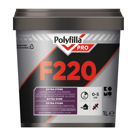 PolyFilla Pro F220 Lichtgewicht Vulmiddel 1 ltr PolyFilla Pro F220 Lichtgewicht Vulmiddel 1 ltr