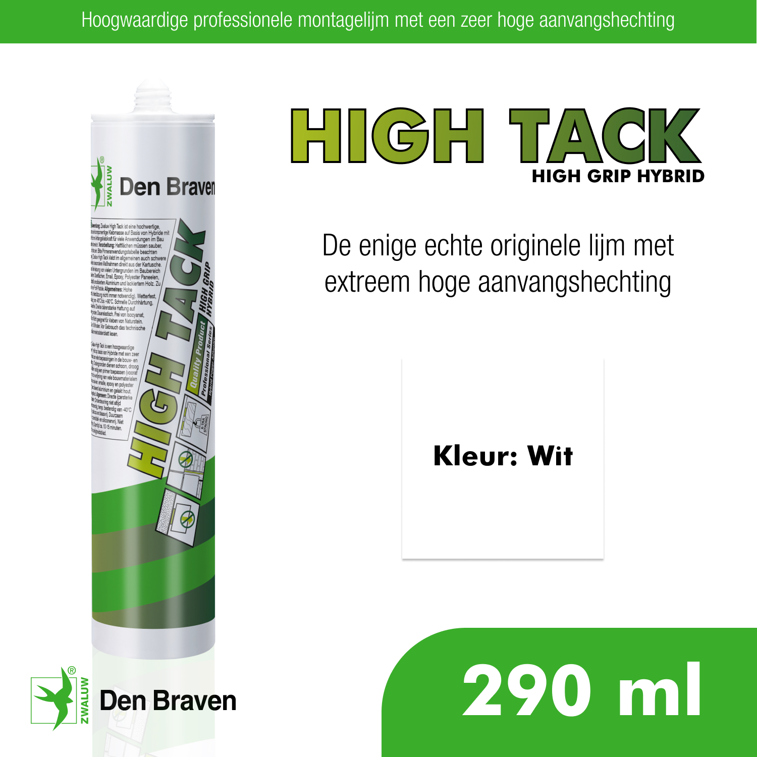 Zwaluw Groene Actie Krat High Tack 12x 290 ml Wit