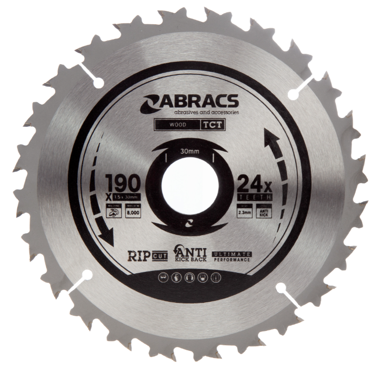 Abracs TCT Cirkelzaagblad 190 mm x 30 mm x 24T - Hout Abracs TCT Cirkelzaagblad 190 mm x 30 mm x 24T - Hout