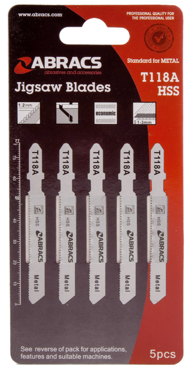 Abracs Decoupeerzaag HSS Tandafstand 1,9-2,3 mm Metaal T118A Abracs Decoupeerzaag HSS Tandafstand 1,9-2,3 mm Metaal T118A