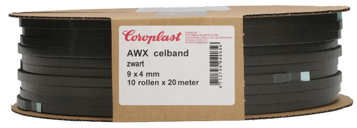 Coroplast AWX Celband 9x4 mm - 10x20m Zwart