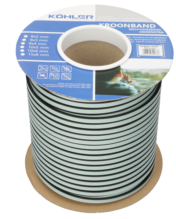 Trelleborg Kroonband haspel 9 x 4 zwart Trelleborg Kroonband haspel 9 x 4 zwart