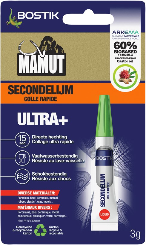 1+1 GRATIS Bostik Mamut Secondelijm 3g 