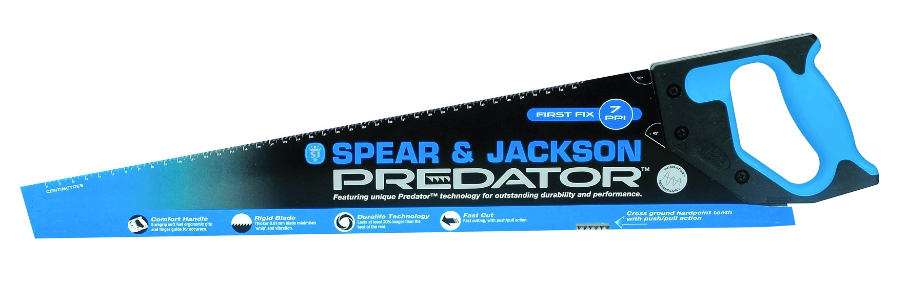 ik lees een boek Microcomputer Spreek uit Spear & Jackson - handzaag predator - hout grof - 7 ppi