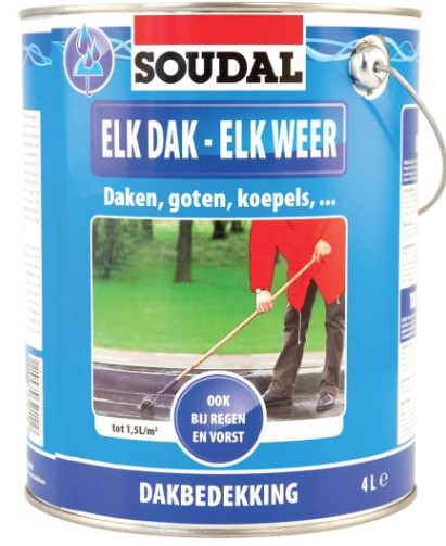 Soudal Elk Dak Elk Weer Dakcoating 4l Zwart