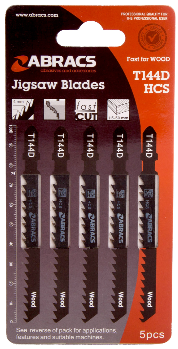 Abracs Decoupeerzaag HCS Tandafstand 4 mm Hout T144D (5 stuks) Abracs Decoupeerzaag HCS Tandafstand 4 mm Hout T144D (5 stuks)