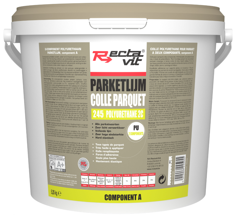 Rectavit 245 2-Componenten PU Parketlijm 10 kg Bruin Rectavit 245 2-Componenten PU Parketlijm 10 kg Bruin
