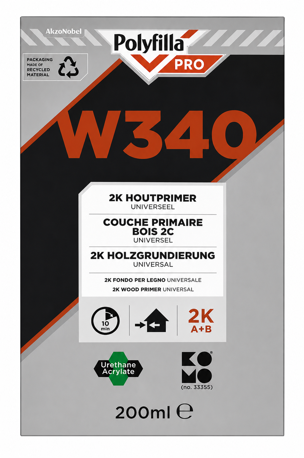 PolyFilla Pro W340 2K Houtprimer Set 200 ml (2x100 ml)