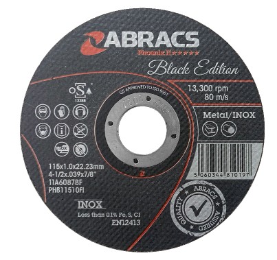Abracs Black Edition Slijpschijf INOX 115 x 1 x 22mm Abracs Black Edition Slijpschijf INOX 115 x 1 x 22mm
