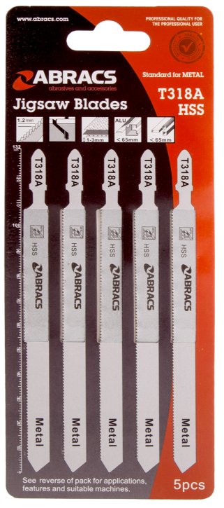 Abracs Decoupeerzaag HSS Tandafstand 1,2 mm Metaal T318A (5 stuks) Abracs Decoupeerzaag HSS Tandafstand 1,2 mm Metaal T318A (5 stuks)