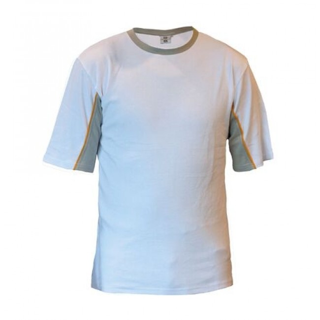 BeWear T-shirt korte mouw wit-grijs maat M