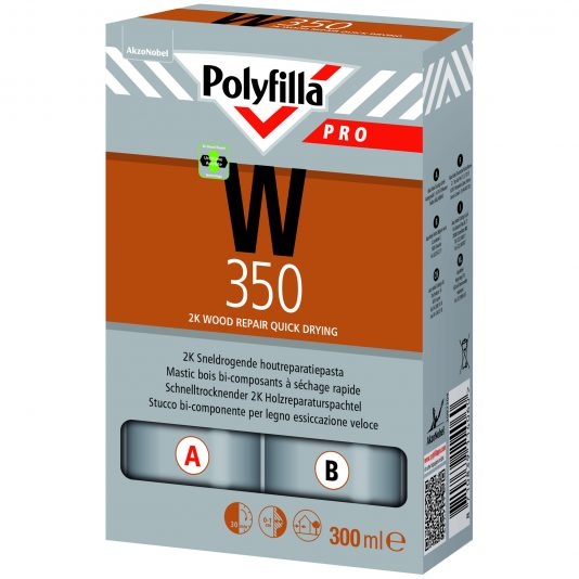 PolyFilla Pro W350 2K Sneldrogende Houtreparatie Set 300ml