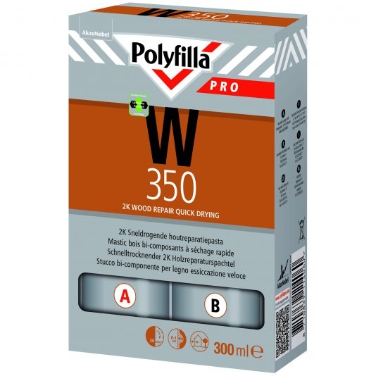 PolyFilla Pro W350 2K Sneldrogende Houtreparatie Set 300ml PolyFilla Pro W350 2K Sneldrogende Houtreparatie Set 300ml