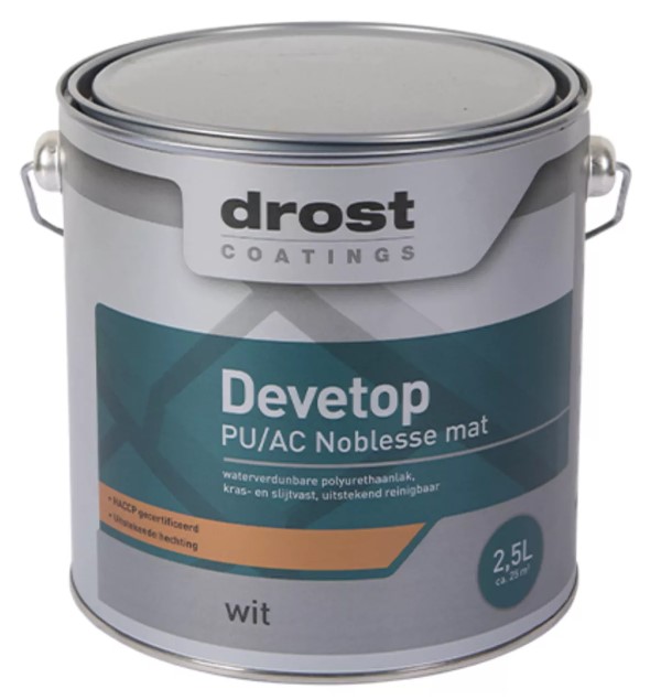 Drost Devetop Pu/Ac Noblesse Spray Mat 2,5 ltr RAL9001 Drost Devetop Pu/Ac Noblesse Spray Mat 2,5 ltr RAL9001