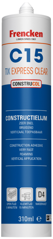 Frencken PU Constructielijm C15 Tix Expresse 310ml Transparant