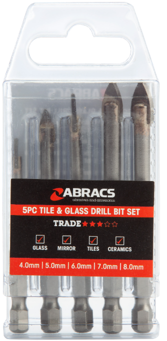 Abracs 5-Piece Pointed Glass and Tile Drill Set Abracs 5-Piece Pointed Glass and Tile Drill Set